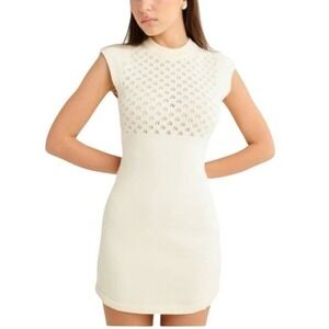 NWT Rumored Birkin Mini Dress XL Ivory Sleeveless Crew Neck Knit Sweater Dress‎